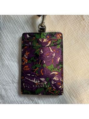 Coach Purple Floral Key & Card Holder